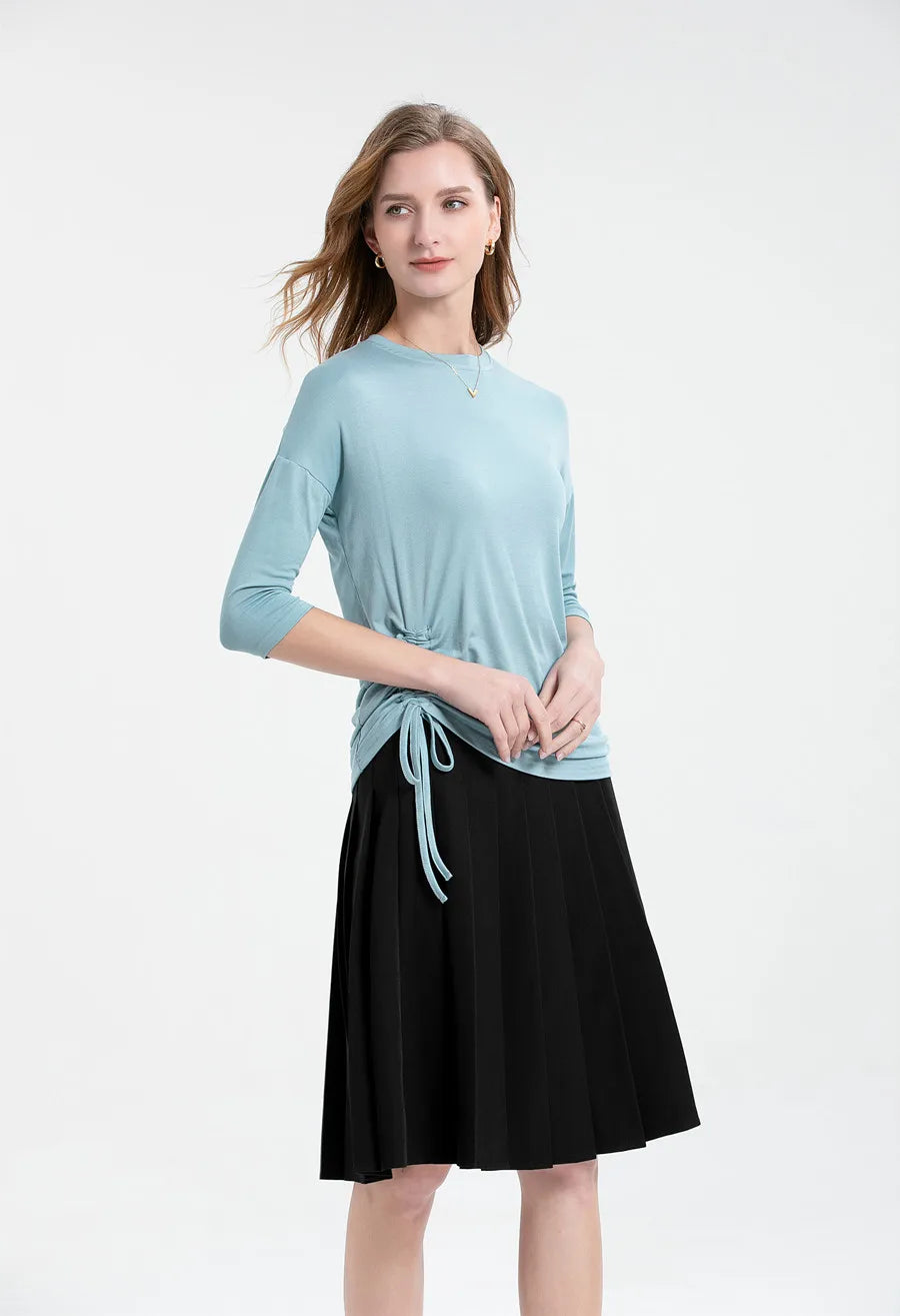 summer string T shirt soft and breathable modal fabric 3/4 sleeve woman clothes